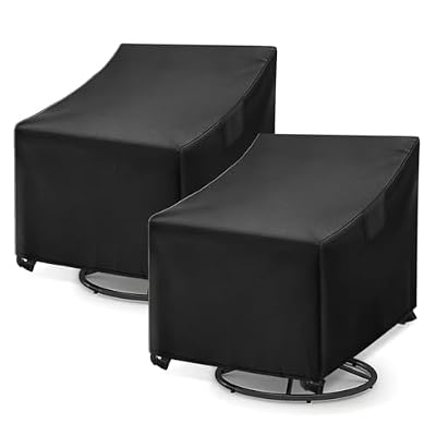 WLEAFJ Patio Swivel Chair Covers Waterproof, Black Outdoor Rocking Chair Covers, Heavy Duty Patio Lounge Deep Seat Cover, 2 Pack - 31.5" W x 33.5" D x 36" H