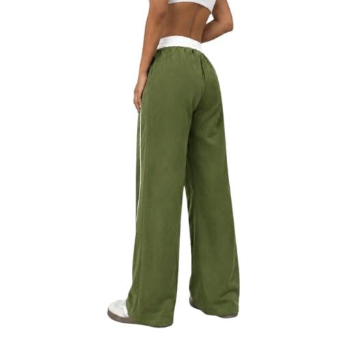 Image of Women's Baggy Loose Fit Wide Leg Track Pants | Elastic Waist Drawstring Casual Lounge Trousers with Side Stripe and Pockets