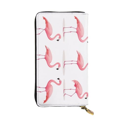 Portefeuille pour téléphone portable en cuir zippé motif flamants roses
