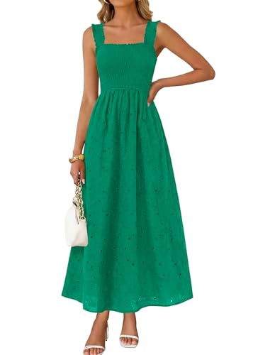 Image of KIRUNDO Summer Lace Dress for Women Eyelet Maxi Sundress