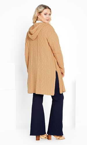 Image of AVEOLOGY Women's Plus Size Camilla Cable Knit Hooded Cardigan