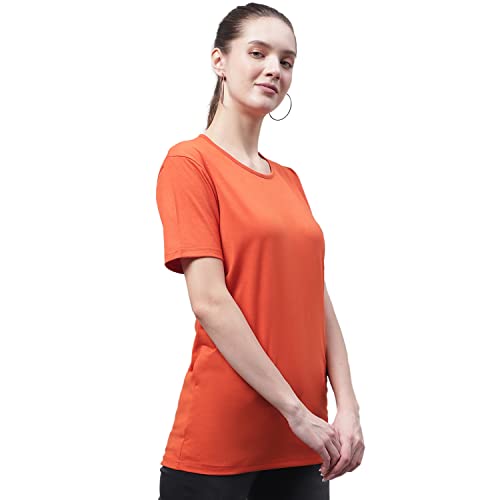 Image of Mack Jonney Women Round Neck Cotton Solid Regular Fit T-Shirt-T Anthraa 001-P