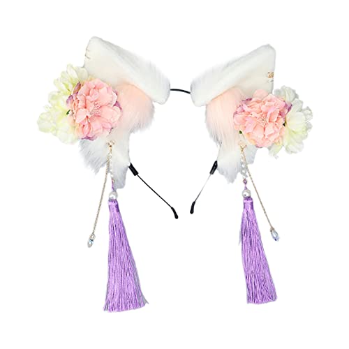 Serre-tête oreilles de renard pour femme et fille avec pompon