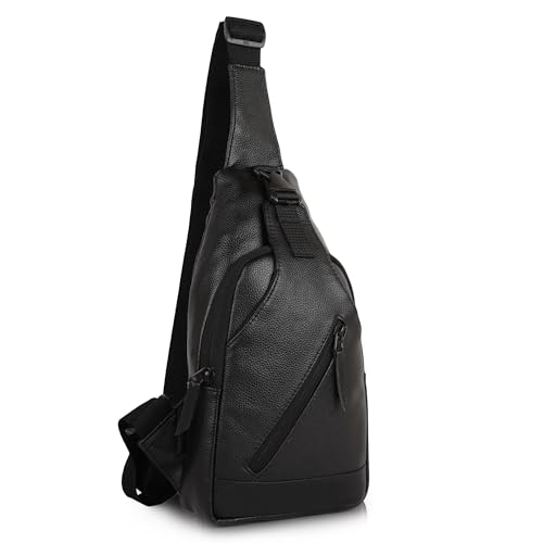 Image of Half Moon Phantom Crossbody Sling Bag for Men Slim Vegan Leather Chest Bag for Men Women for Upto 8-inch iPad Small Shoulder Side Bag Water-resistant Mobile Passport Bag Travel Office