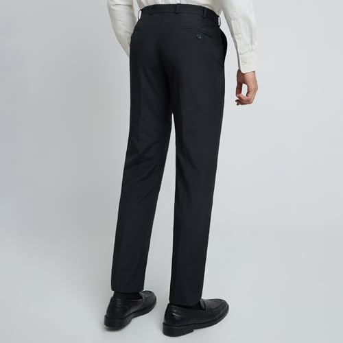 Image of Park Avenue Men Regular Fit Checks Pattern Poly Viscose Blend Flat Front Formal Trouser