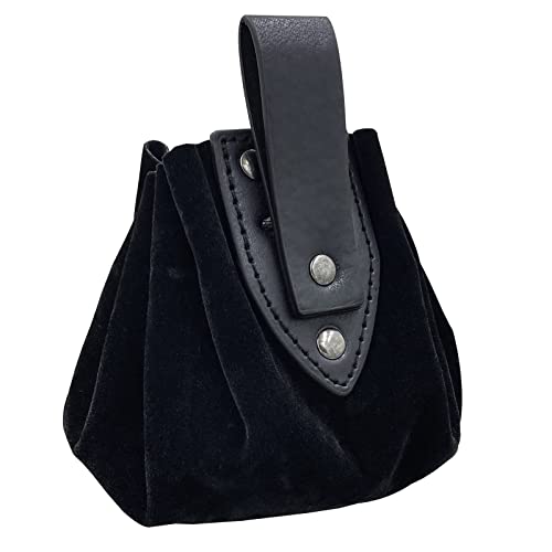 HiiFeuer Vintage Medieval Faux Leather Drawstring Pouch, Middle Ages Portable Coin Purse - Image 3