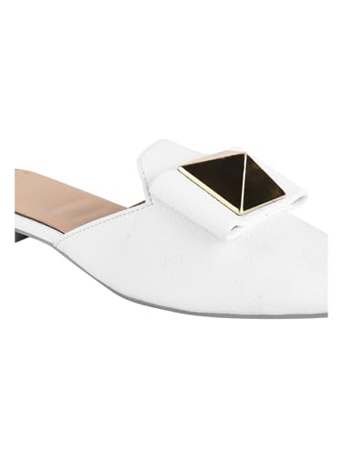 Image of The White Pole Slip on Slides Flat Mules Bellies Jutti Sandals for Women and Girls