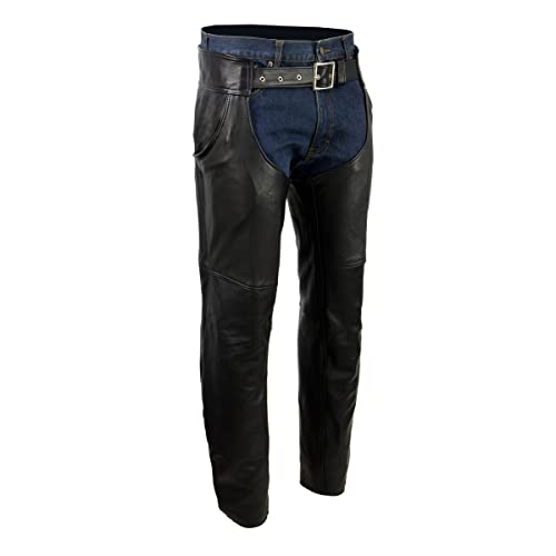 Milwaukee Leather USA Made Premium Motorcycle Leather Chaps for Men & Women MLM MLCH - Large
