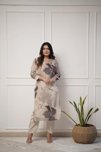 Image of ANNI Designer Women's Chanderi Straight Printed 2Pc Kurta Set