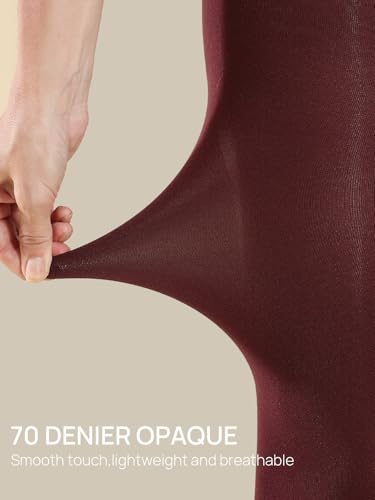 Image of MANZI Tights for Women Solid Color Pantyhose Colored Semi Opaque Footed Tights Soft Stretch High Waist Stockings 70 Denier