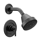 Moen Gibson Matte Black Eco-Performance Modern Shower Trim Featuring Bathroom Showerhead and Lever Handle, Posi-Temp Valve Required, T2902EPBL