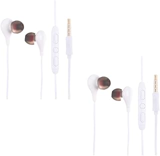 طقم من 2 قطعتين سماعات اذن ستيريو بسلك مزودة بميكروفون من تينغوود، D505 - ابيض، سماعة رأس سلكية، في الاذن