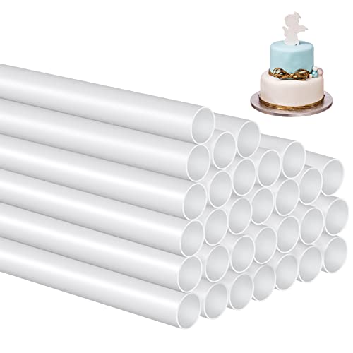 Dowels pour Gateau 30 Pièces Tiges de Goujon Gâteau En Plastique Colonnes Creuses Réutilisables pour Utilisé Pour La Construction Et L'empilage de Gâteaux en Couches Disque Acrylique Patisserie, 24 Cm Cover