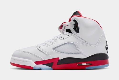 Air Jordan 5 Retro Fire Red Grade School Lifestyle Shoes (White/Fire Red/Black) - Image 4