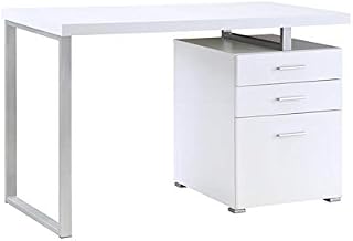 Coaster Home Furnishings Coaster Contemporary White Writing Desk with File Drawer and Reversible