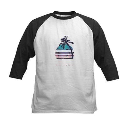 CafePress Awesome Las Vegas Nevada America A Baseball Jersey Kids Cotton Baseball Jersey, 3/4 Raglan Sleeve Shirt Black/White