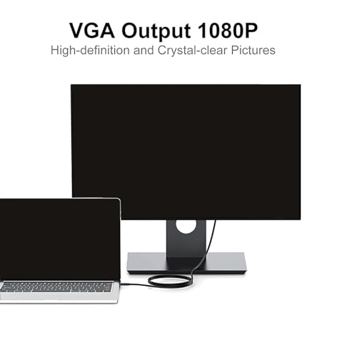Image of ATORSE Usb C To Vga Cable Computer Laptop Laptops Tablet Usb Type C To Vga 1.8M