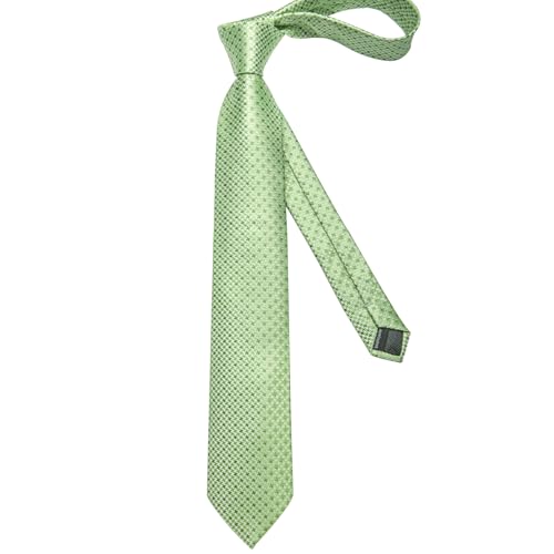 Image of DiBanGu Mens Silk Necktie Solid Color Tie and Pocket Square Cufflink Tie Clip Set Woven Plain Ties for Men Wedding Party
