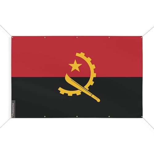 Drapeau Angola 130 x 195 cm en maille standard avec 10 oeillets de fixation