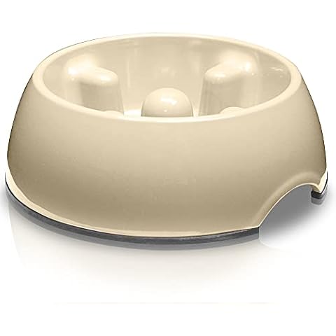 Dogit Dog Bowl Slow Feeder for Wet or Dry Dog Food, Go Slow Anti-Gulping Dog Dish, White, S Cover