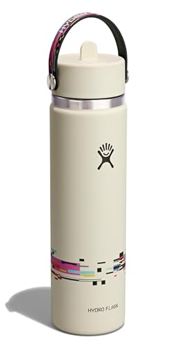 Image of Hydro Flask Water Bottle - Insulated Stainless Steel - Wide Straw Lid, Non Spill, Leakproof in 24 Oz Glitch White
