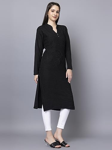 Image of Tysort Women's Winter wear Desiner Kurtas Embroidery Woolen Kurtis for Women
