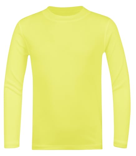Runceptual 5T to Youth UPF 50+ Long Sleeve Rash Guard - Boys and Girls UV Protection Moisture Wicking Athletic T-Shirt (Light Yellow S)