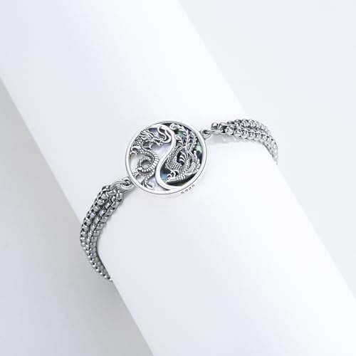 CUOKA MIRACLE Dragon and Phoenix Bracelet S925 Sterling Silver Yin Yang Couple Bracelet Animal Pendant Jewelry Valentine's Day Gift for Lover2