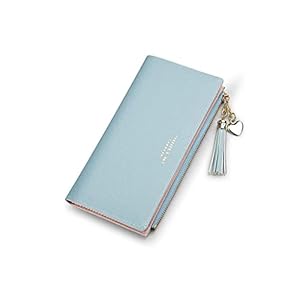 PALAY Wallets Purses for Women Girls Ladies Leather Cute Thin Travel Clutch Coin Card Holder (Blue)