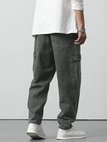 Image of TAGAS Men Loose Fit Men's Flip Pocket Jeans || Mens Stylish Cotton Loose Fit Denim Cargo || Multi-Pocket Styling Pant||