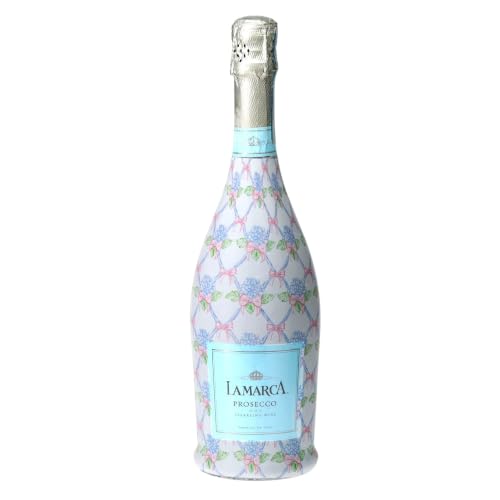 Beau Bottles Hydrangea Lattice Custom Wine Label Wrap for La Marca 750ml Champagne Bottle - Personalized Wine Bottle Labels for Weddings, Events & Gifting - Easy Shrink Application