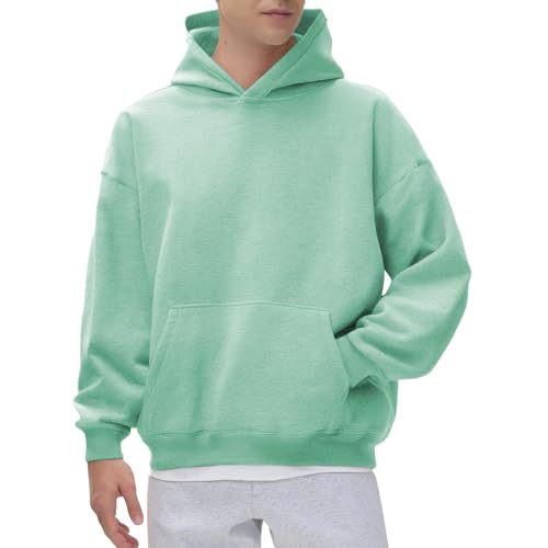 Sudadera con capucha para hombre, de color sólido, sudadera con capucha de moda casual, minimalista, ajuste holgado, sudadera térmica de manga larga, cómoda y duradera, con bolsillo grande, verde