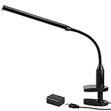 TORCHSTAR 26 LEDs Dimmable Flexible Study Clamp Desk Lamp Eye-Care Touch Sensitive 5W Light, Memory Function, USB Powered with ETL-Listed Power Adapter, 30,000 Hours Lifespan, Black