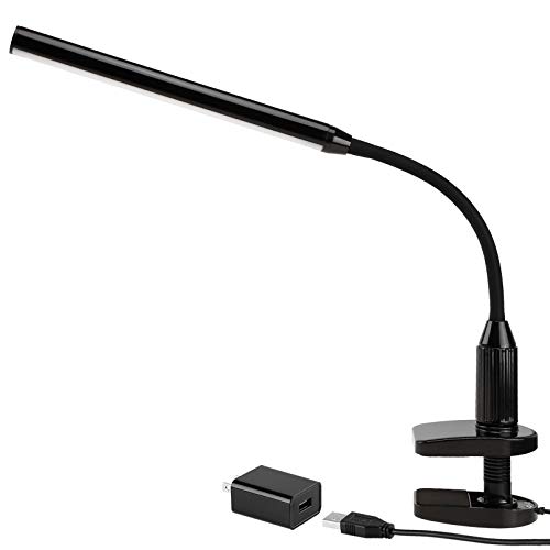 TORCHSTAR 26 LEDs Dimmable Flexible Study Clamp Desk Lamp Eye-Care Touch Sensitive 5W Light, Memory Function, USB Powered with ETL-Listed Power Adapter, 30,000 Hours Lifespan, Black