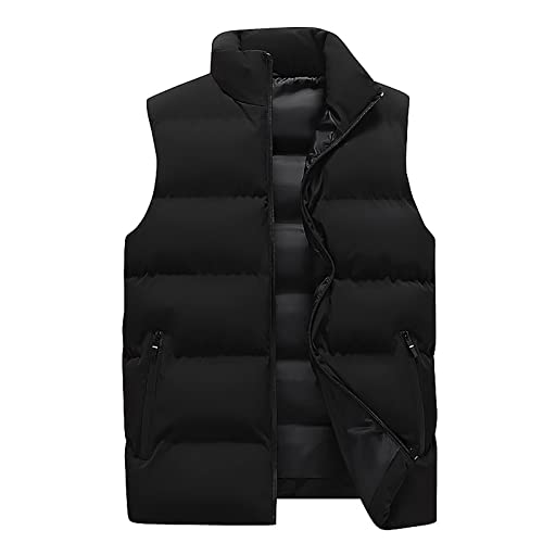HGps8w Plus Size Women's Puffer Vest, Stand Collar Sleeveless Zip Up Puffy Coats Warm Winter Padded Gilet Jacket With Pockets