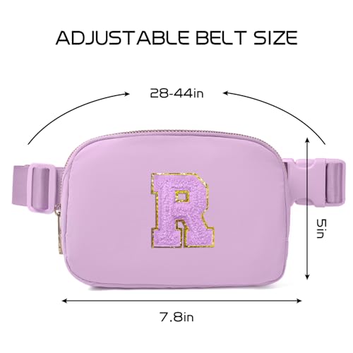Image of Gitus Gifts for 8 9 10 11 12 Year Old Girls Belt Bag Fanny Pack Crossbody Bags with Initial Letter Patch Cute Stuff Birthday Gifts for Teen Girls Women Personalized Trend Stuff (Lavender-R)