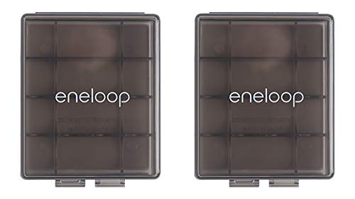 Eneloop Panasonic BQ-CASEK2SA Pro Lot de 2 boîtiers de Rangement pour Piles 4AA ou 5AAA, Gris Obsidienne