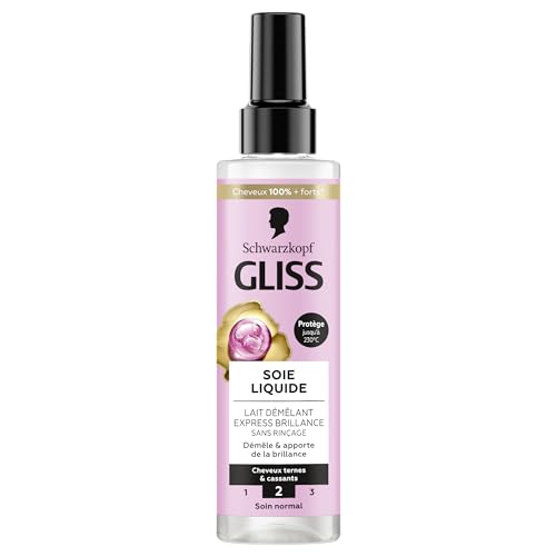 GLISS - Schwarzkopf - Lait Démêlant Express - Soie Liquide - Brillance - Protège jusqu'à 230°C - Démêle & Apporte de la Brillance - Cheveux Ternes &...