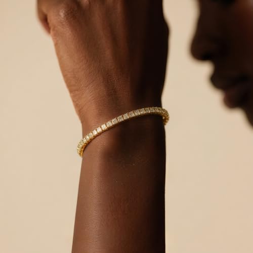 14K Gold/Silver Plated Square Tennis Bracelet for Women | Adjustable Cubic Zirconia Jewelry Gift2