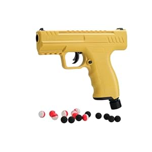 Beeman Protect BP50 .50 Caliber Yellow Projectile Launcher CO2 Powered Air Pistol with 8 Pepper Balls and 8 Steel Balls – Non Lethal, Home & Personal Defense