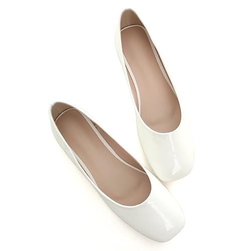 Image of ChaiRong Zhou Women Square Toe Ballets Flats Comfort Slip On Walking Shoes for Driving