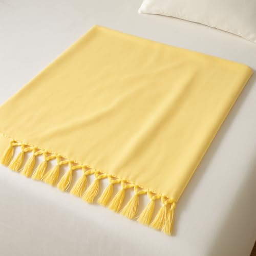Image of Cotton Silk Yellow Bhagalpuri Chadar AC Comforter /Duvet /Andi /Summer Blanket /Khes /TopSheet (Queen Size- 54 X 108 Inch) Perfect Odne Wali Chaadar for Sleeping (Pack of 1)