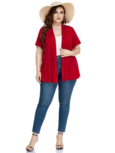 Image of LARACE Short Sleeve Cardigans for Womens Summer Tops Casual Plus Size Open Front Lightweight Cover Up