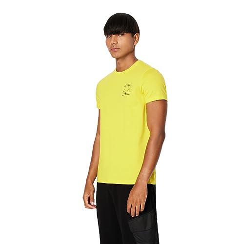 Armani Exchange A|X Men's Slim Fit Ax Logo Tee, Cyber Yellow, Medium