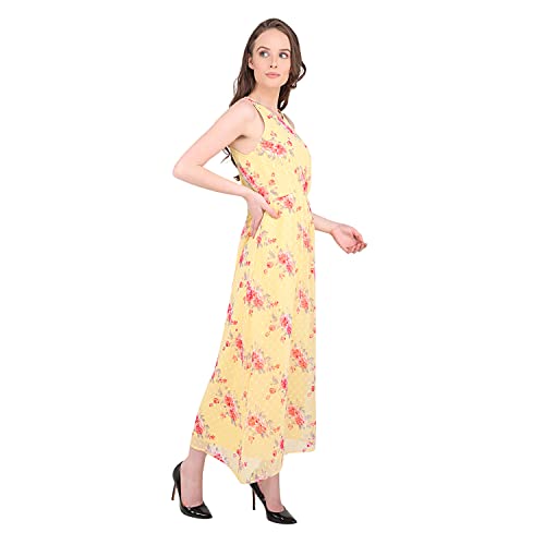 Image of MARC LOUIS 2529 Lemon Maxi Dress | Printed Long Strap Dress for Women & Girls