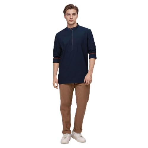 Image of Raymond Ethnix Mens Fancy Blue Short Kurta