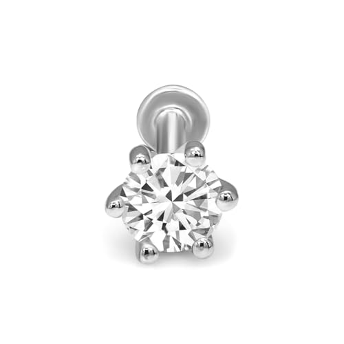 Image of Sparkles Lab Grown Diamond 0.03 Carat - 0.50 Carat Round Shape Solitaire Diamond Nose Pin for Women | 14K Gold IGI Certified FG VS Quality