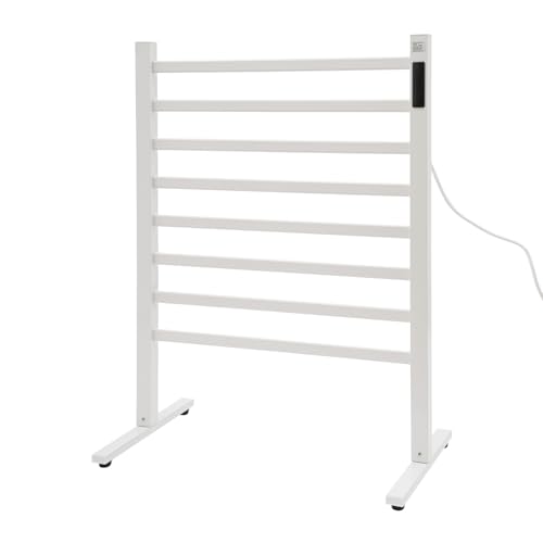 WINZING Calentador de toallas eléctrico, toallero de acero inoxidable, inoxidable y estable con control de temperatura, diseño moderno para baño, hotel y aseo de invitados (blanco)