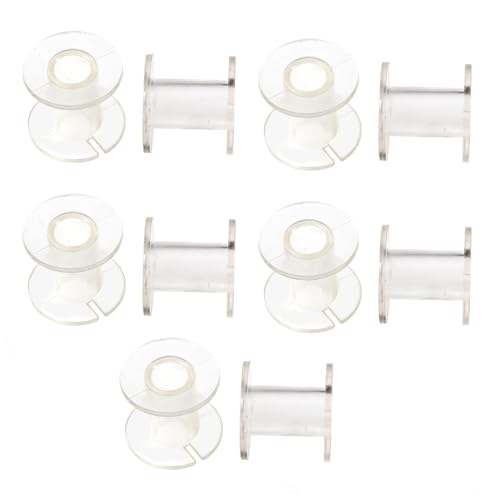 Amagogo 10Pcs Fly Tying Bobbin Spools Standard Size Thread Spool Supplies Empty Bobbin Spools Fly Tying Accessory for Fishing Adult, Clear 2.5cmx2.8cm