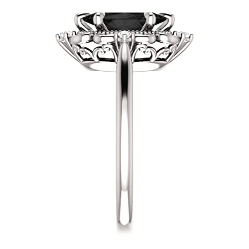 Vintage Black Marquise Engagement Ring, Victorian 1 CT Marquise Black Diamond Ring, Filigree Marquise Black Onyx Ring, 925 Sterling Silver Ring, Perfact for Gifts4